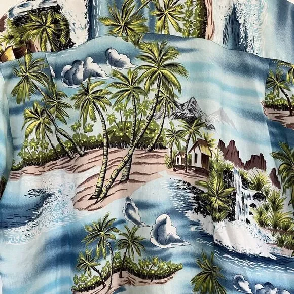 Ocean Current Hawaiian Short Sleeve Button Up Shirt Men M Colorful Rayon Vtg - Picture 4 of 7